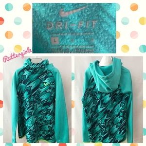 Nike Girls Teal-Lime Trim Pullover